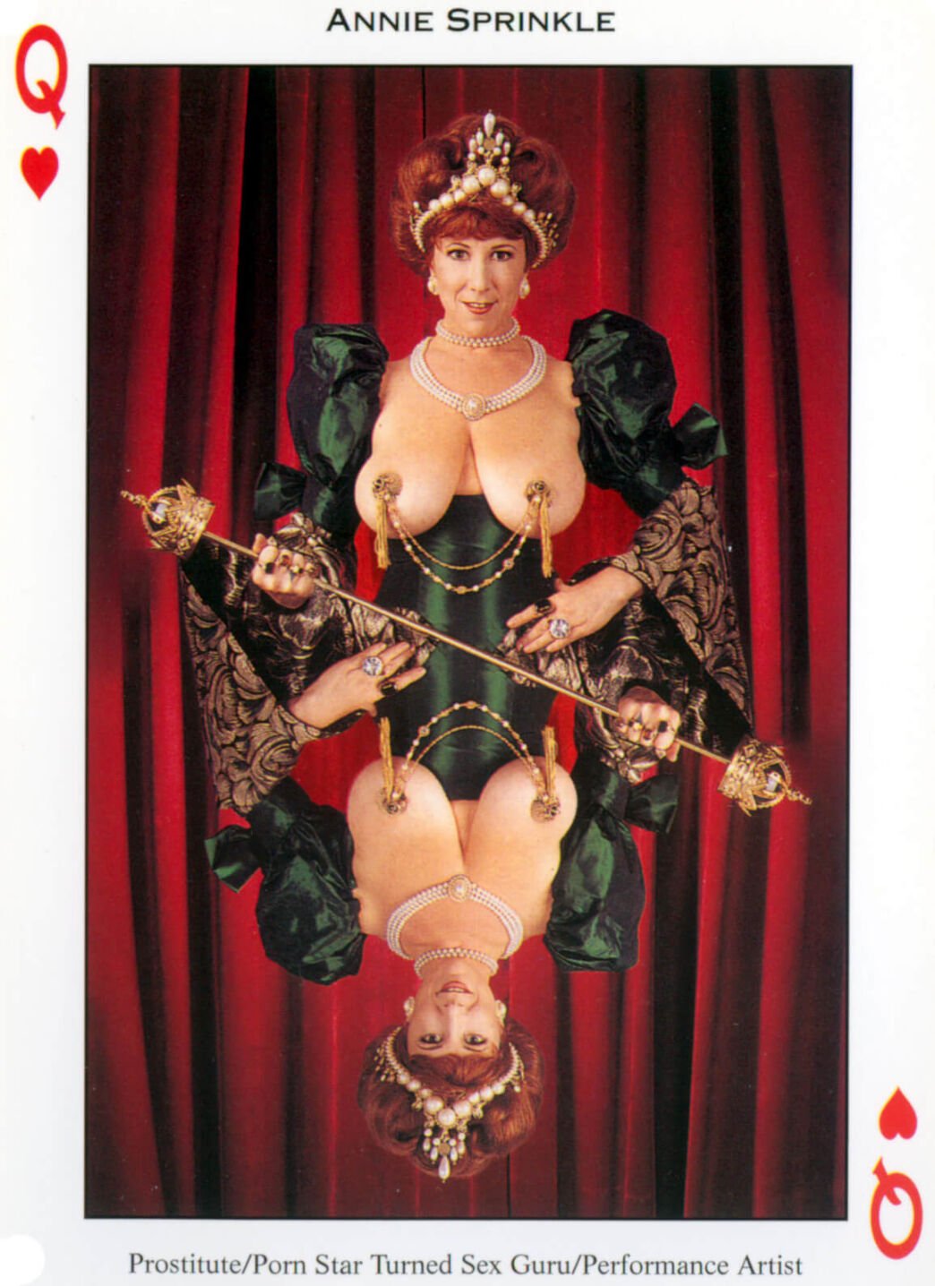 QUEEN OF HEARTS: PORTRAIT OF ANNIE from Annie Sprinkle’s “Pleasure Activist Playing Cards” with Katharine Gates, 1995.