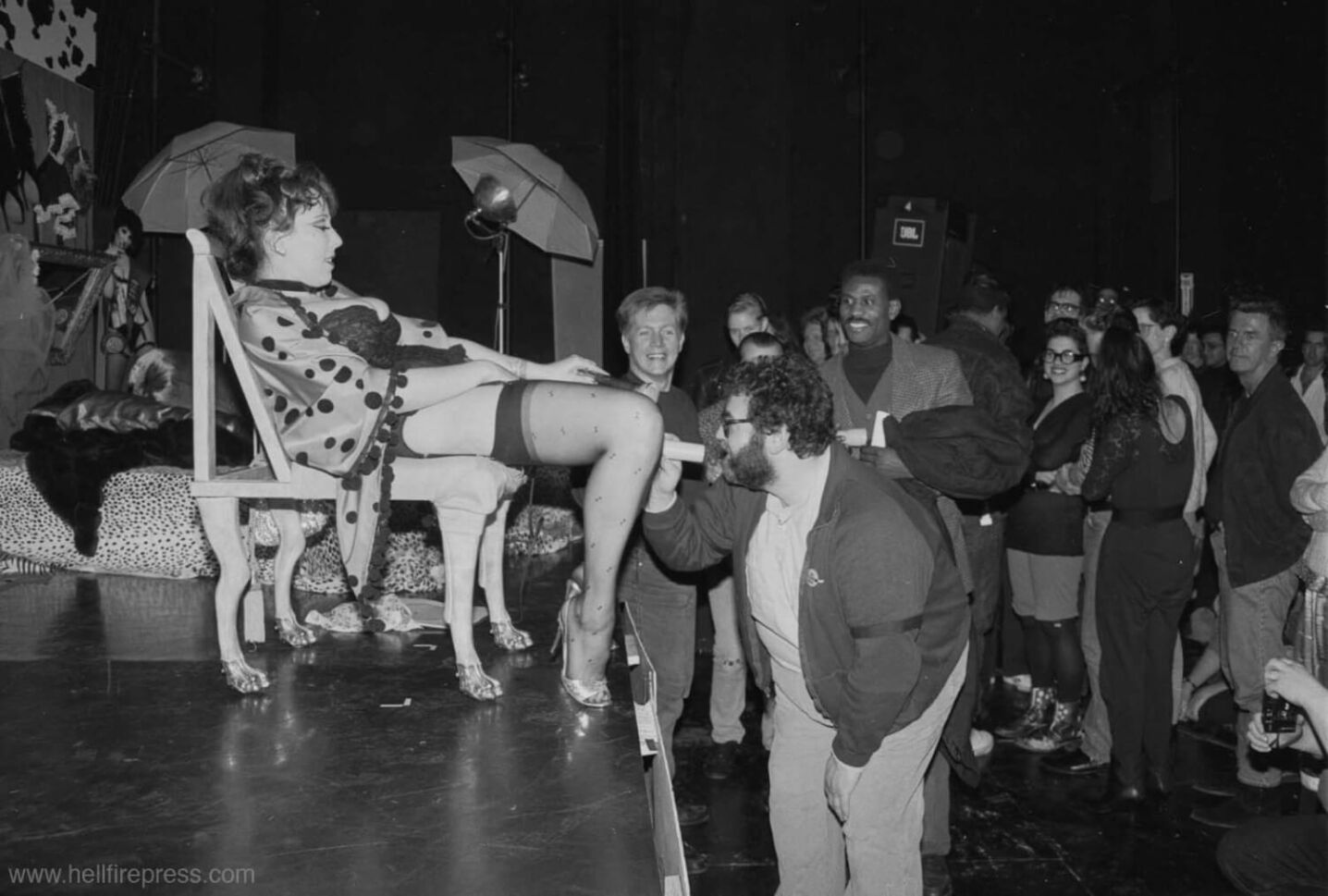 A PUBLIC CERVIX ANNOUNCEMENT from POST PORN MODERNIST performed at the Kitchen, New York, NY, 1989. Photo by Ephrain Gonzales.